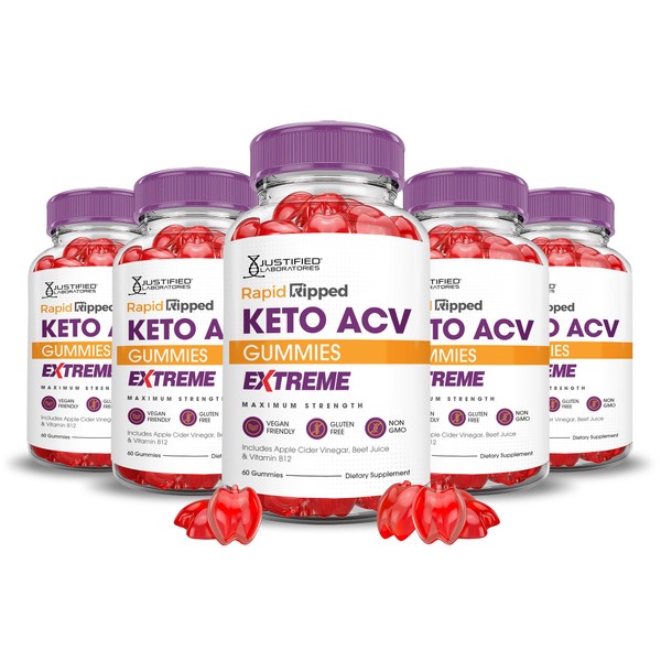 (5 Pack) Rapid Ripped Keto ACV Gummies Extreme 2000MG Rapidripped