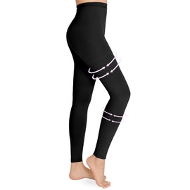 Wegitcs Compression Pantyhose for Women & Men, Footless 20-30mmHg Medical Graduated Compression Leggings, Waist High Support Tights, Opaque Stockings for Varicose Veins Edema Post Surgery, Black XL