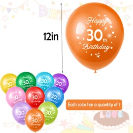 40th Birthday 10PCS 12" Latex Assorted Multicolour Numbers Balloons, Digit 40 Age for Birthday, Anniversaries Party Decorations Supplies