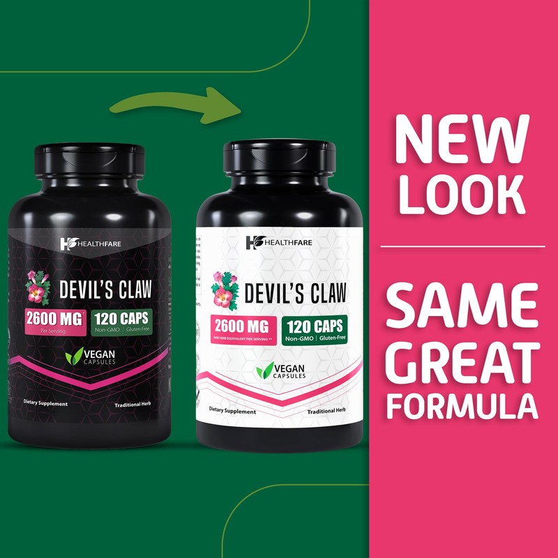 Healthfare Devil's Claw Herbal Supplement, Extract 2600mg | 120 Veg
