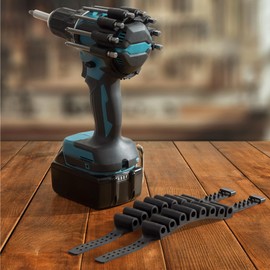 Navaris Porta Puntas - 2x Organizador de Brocas - Correas Portapuntas para 8 Brocas - Fácil Acceso para Trabajos en Altura y Escalera - Accesorios para Taladro - Bit Holder Strap