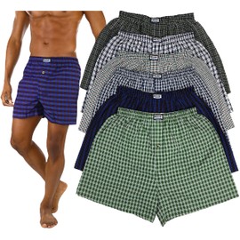 ToBeInStyle Men's Pack of 6 or 3 Classic Fit Tartan Plaid Boxers w/Button Fly, 3-pack - Assorted Colors, Medium
