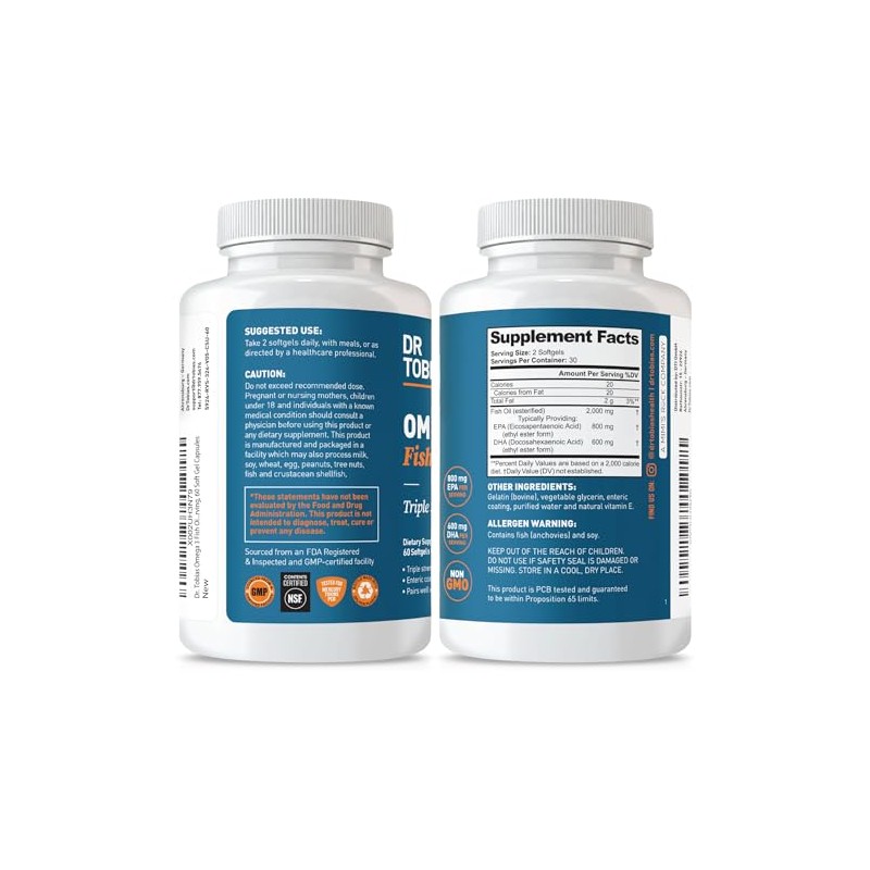 Dr. Tobias Aceite De Pescado Omega 3, 2000 Mg De