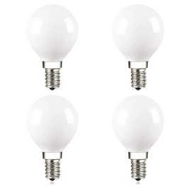 25W Equivalent G15 LED Ceiling Fan Bulb, Deep Frosted Glass Dimmable Invisible Filament Light Bulb, Soft Warm 2700K, 2 Watt E12 Candelabra Base Milky Globe LED Bulbs for Chandelier Floor Lamp, 4 Pack