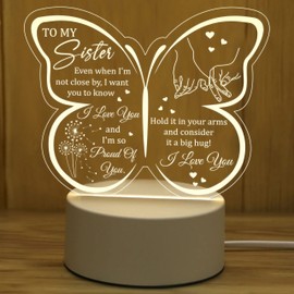 Myfihu Sister Night Light Proud of You Sister Lamp Sisters Gifts from Sister, Gifts for Sister on Sister Birthday, Christmas, Graduation, Thanksgiving Sister Led Lamp TNL2