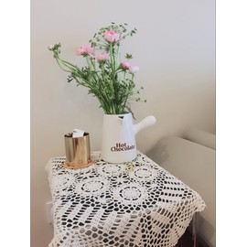 Lelefly Cotton Handmade Crochet lace Table Runners Square Tablecloth Doilies Doily Table Dresser Scarf Décor,23 inch,White