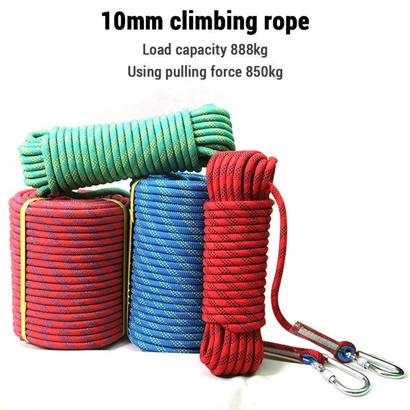10mm Climbing Rope for Adults with Double Hook Durable for