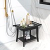 Bamboo Shower Stool Bench Waterproof with Storage Shelf for Shaving