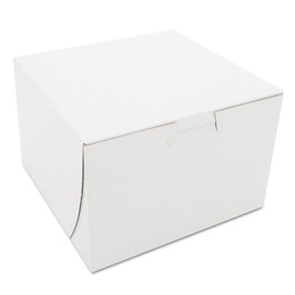 Southern Champion Tray 0909 Premium Clay Coated Kraft Paperboard White Non-Window Lock Corner Bakery Box, 6" Length x 6" Width x 4" Height (Case of 250)