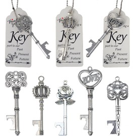 Makhry 50pcs Wedding Favors Keychain Bottle Opener with Thank You Gift Cards Thank You Gifts Tags for Guests Rustic Wedding Decorations (Silver)