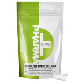 Hydrolyzed Fish Collagen Marine Capsules – Skin, Joint Health Support Supplement – 400mg, 60 Capsules – Pure Fish Collagen for Healthy Skin, Hair, Nails, and Joints – Made in UK