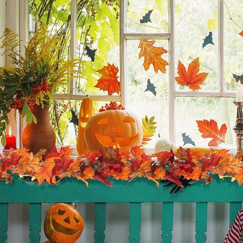Autumn Maple Leaves Garland, 5.74ft Fall Artificial Hanging Garland, 2