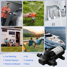 2088-422-144 RV Pump, 12V 3.3GPM RV Water Pump, 45psi 1/2 MNPT Connection Diaphragm Pump, Quiet and Durable High Performance Motor, Fits Most Brands of RV Water Pumps