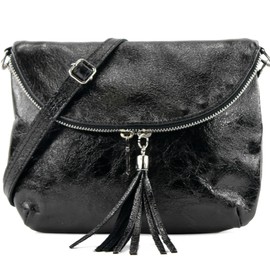 modamoda en - T07SI Italian Small Nappa Leather Shoulder Bag - Black -