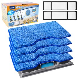 KEEPOW Reusable Vac Mop Pads Refills Compatible with Shark Vac Mop VM252 VM200 VC205 VM250 VM190, Mop Vac Pads for Hardwood Floor with Upgraded Dirt Chamber, Blue, 4+2+1 Pack