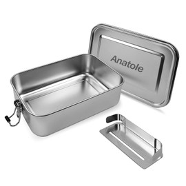 Anatole 304 Stainless Steel Bento Box 47oz 1400ml Extra Large Leak-Proof Lunch Box with Removable Divider BPA Free Dishwasher Safe Food Container for Adults Office Camping Picnic Travel