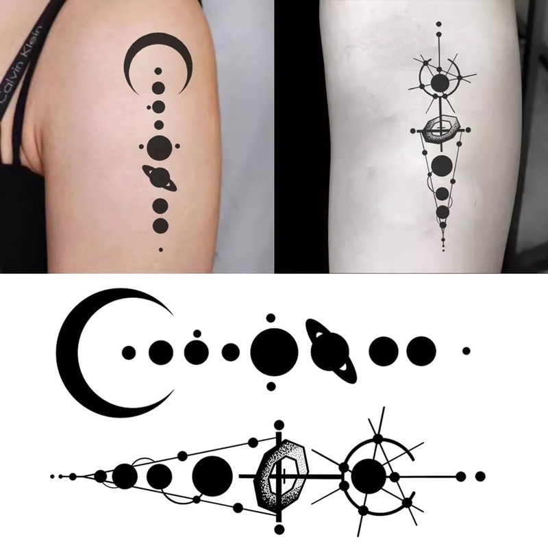 Oottati 8 Sheets Arm Temporary Tattoos Arrow Heartbeat Moon Sun