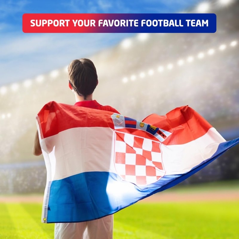 5x3ft Double Sided Croatia National Flag Banner with Two Brass