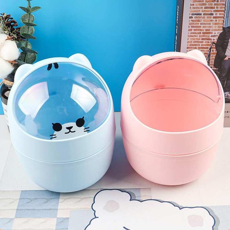 NIDHFG 2 Pieces Cute Mini Desktop Trash Cans, Creative With
