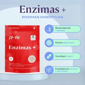 B-FIT B Enzymas Blend - Enzimas Digestivas Digezyme 90 Cápsulas - Suplemento Alimenticio - Probióticos - Fórmula de Alta Calidad - Apoya el Bienestar 