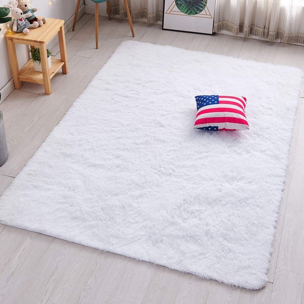 PAGISOFE Soft Comfy White Area Rugs for Bedroom Living Room
