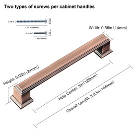 GRANTENOV 5 Inch Antique Copper Cabinet Pulls Handles Solid Zinc Alloy Square Antique Copper Drawer Pulls Copper Kitchen Cabinet Hardware Handles Dresser Drawer Knobs Pulls 10 Pack