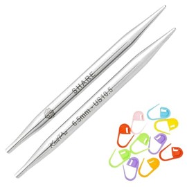 KnitPro Mindful Interchangeable Circular Knitting Needles 4 inch, Size 10.75 (10cm, 7.00mm) with 10 Colorful Stitch Markers
