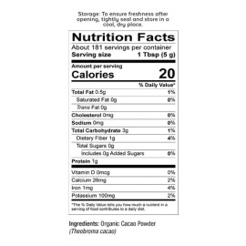 Viva Naturals Orgánico Certificado De Cacao Polvo De Granos