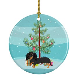 Caroline's Treasures Dachshund Black and Tan #2 Christmas Ceramic Ornament Christmas Tree Hanging Decorations for Home Christmas Holiday, Party, Gift, 3 in, Multicolor