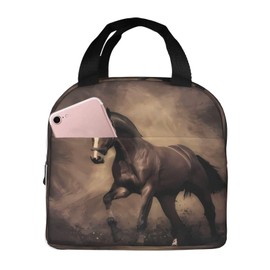 Running Horse Lunch Bag for Women & Men, Insulated Lunch Box Cooler Tote Bags, Adult Reusable Lunch Boxes with Water Resistant for Work, Travel and Picnic