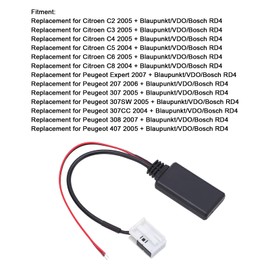 Bluetooth AUX Audio Adapter, Car Bluetooth 12 Pin Stereo RD4 AUX Audio Music Cable Adapter Radio Stereo AUX IN Cable Adapter AUX IN Cable Replacement for Citroen C2 C3 C4 C5 C6 C8