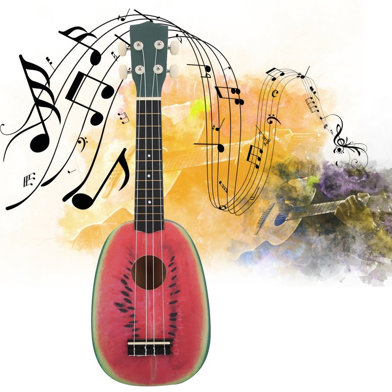 21in Ukulele with Carry Bag Tropical Fruit Pattern for Beginners