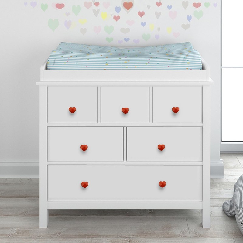 Marstree 6pcs Heart Shape Ceramic Door Knobs Drawer Cupboard Locker