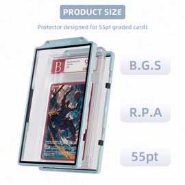 Sanseking Graded Card Slab Protector for BGS Slab Display for BGS Graded Cards Glass Display Slab and UV Protective Case with Storage Box Compatible with Standard Graded TCG Slabs(Ice Blue,55PT)