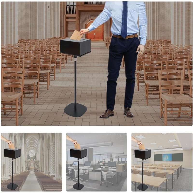 BERPET Metal Suggestion Box with Lock and Sign Holder –