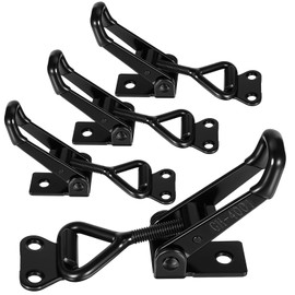 4 Pack Heavy Duty Toggle Clamp Latch, 4001 Style High Capacity Pull Clamp Black Adjustable Quick Release Hasp Clamps for Smoker Cabinet Boxes Case Trunk Jig,Metal Toggle Latch Catch Set