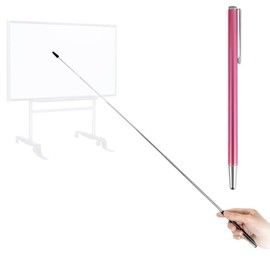 Telescopic Teachers Pointer,Teaching Pointer Stick for Classroom,Metal Hand Retractable Pointer Extended Length 25Inch, Handheld Presenter Whiteboard Pointer (Rose Red)