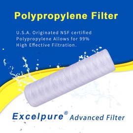 EXCELPURE 5 Micron 10"x2.5" Whole House String Wound Sediment Filter for Well Water, Replacement Cartridge for Universal 10 inch RO System, WP-5, Aqua-Pure AP110, CFS110, Culligan P5, CW-MF, 4PACK