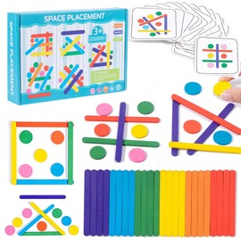 Jastown Rainbow Stick Puzzle Game, Montessori Toy from 3 4 5 6 Years, Tangram Children, Sensory Fine Motor Skills Concentration Games Educational Games from 4 5 6 Years, Plug-In Game Wooden Puzzle