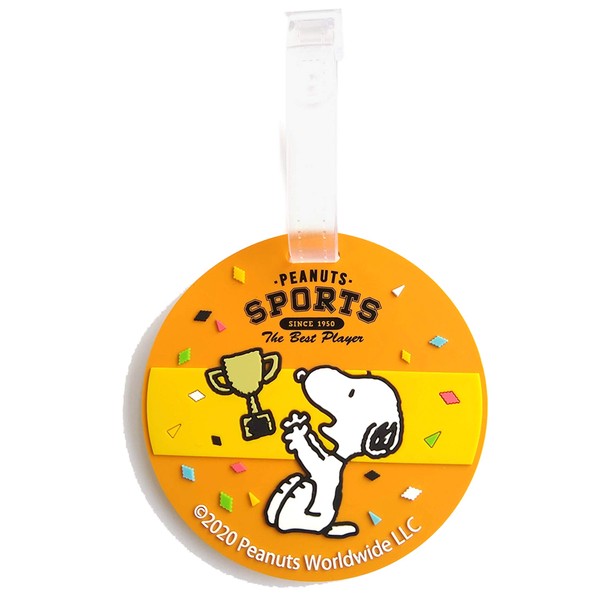 Vanguard Snoopy Round Name Tag, Luggage Tag, Sports, Yellow, Approx. Diameter 3.1 x Depth 0.2 inches (8 x 0.7 cm), Belt Length: Approx. Total Length 6.7 x Width 0.4 inches (17 x 1 cm)