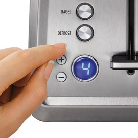 Hamilton Beach 2 Slice Toaster with Extra-Wide Slots, Bagel Setting, Toast Boost, Slide-Out Crumb Tray, Auto-Shutoff & Cancel Button, Digital with Defrost Function, Stainless Steel (22796)