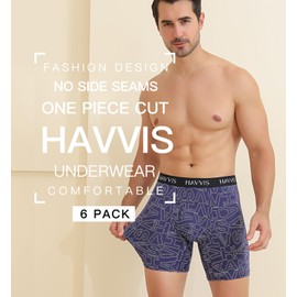 HAVVIS Men's Performance Underwear Boxer Briefs Soft Comfortable Bamboo Viscose Underwear for Men Multipack (L, Boxer Briefs : B05-6 Pack)