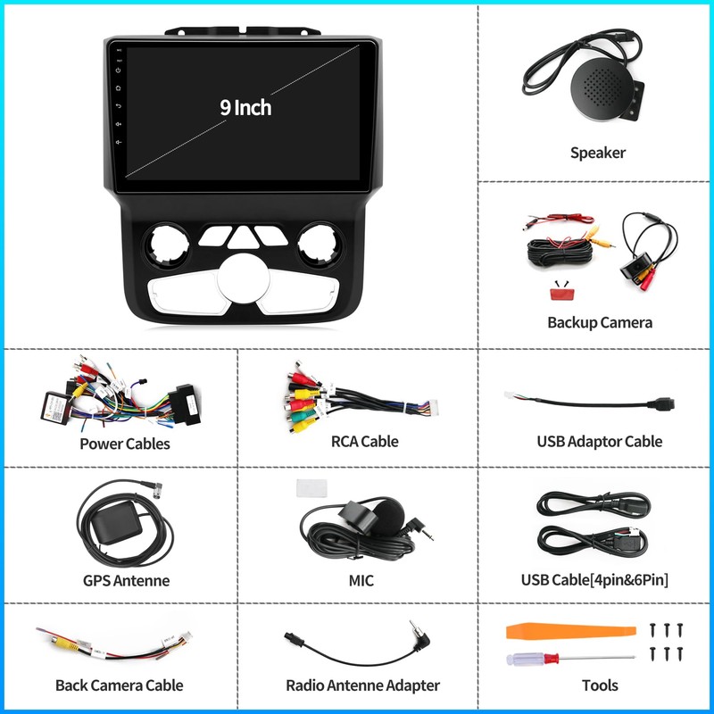 Car Radio for Dodge RAM 1500/2500/3500 Android 13 2 +