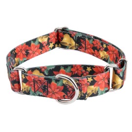 Country Brook Petz - Christmas Poinsettias Martingale Dog Collar - Christmas Collection Featuring Festive Designs (1 Inch, Extra Large)