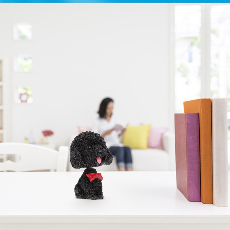 Veemoon Figurines Bobbleheads Poodle Cute Car Fortune Cartoon Black Shaking