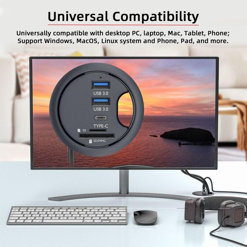 chenyang USB 3.0 Flush-Mounted Desktop Hub, 2 USB 3.0 Port/1