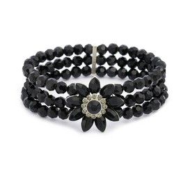 Lovett & Co. Audrey Jet Flower 3 Row Bracelet