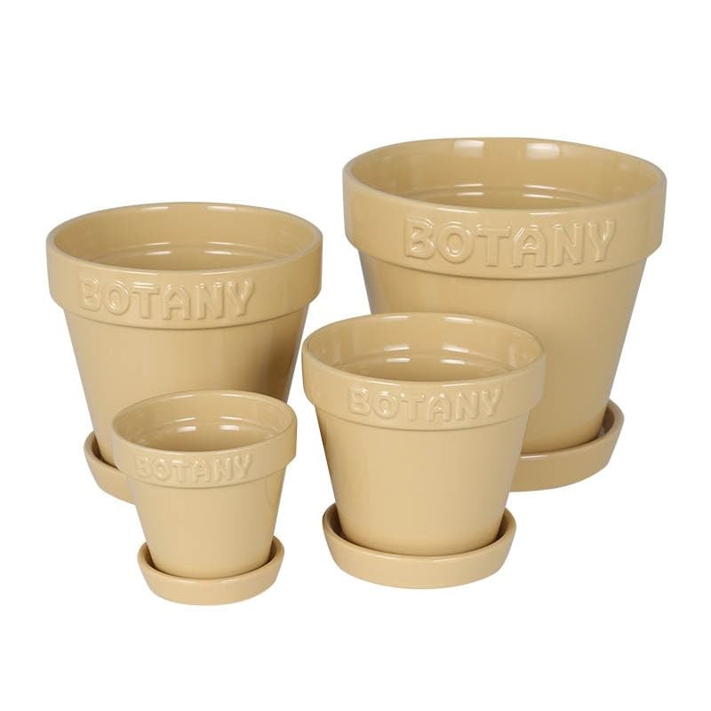 Dulton Botany Pot 4 Beige Embossed Logo and Earth Color