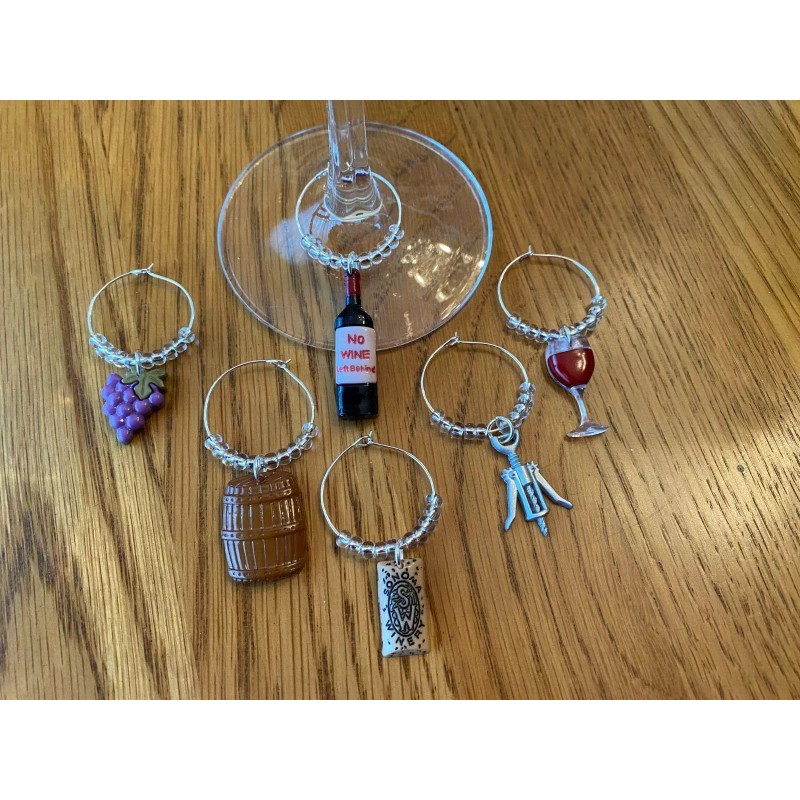 hand crafted " WINE THEMED" SET OF 6 Hand Crafted