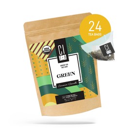 Green Tea with Cinnamon, Iced Tea/Hot Tea, Organic Green Tea in Pyramid Tea Bags - 24 Tea Bags x 2g - Citea